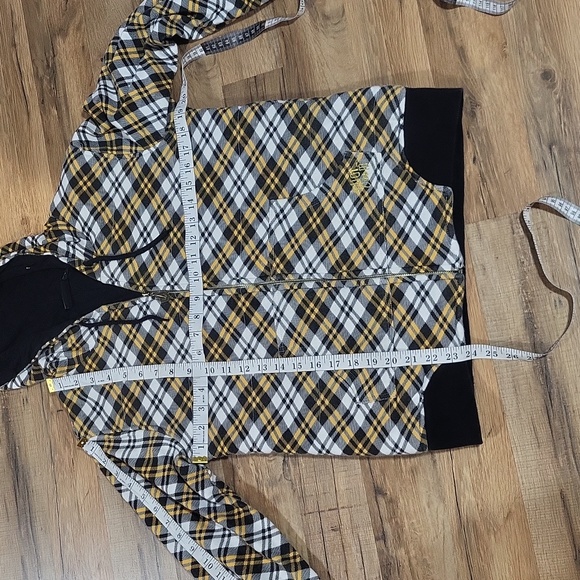 VOLCOM Black Gold Lumbar Jack Fleece Full Zip Puffy Hoodie with Pockets - Picture 9 of 12